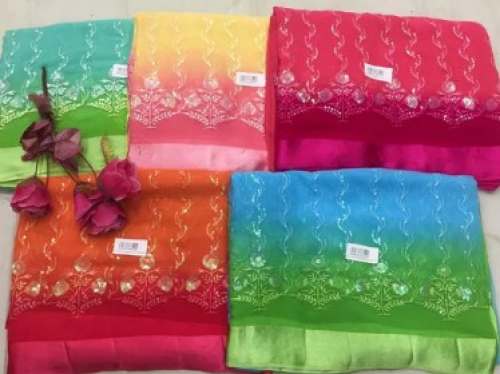 Trendy Multi Color Simmer Chiffon Saree  by Sant Lal Sons