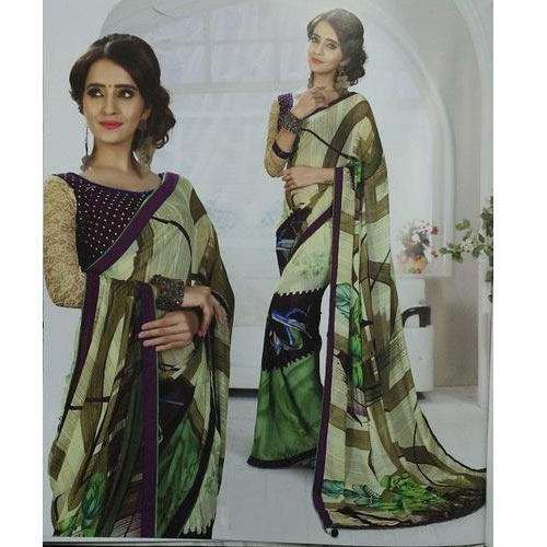 Printed Synthetic Sarees by Mukat Behari Sharad Kumar Co 