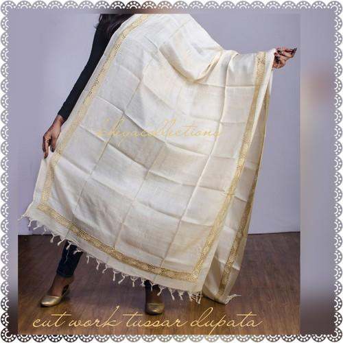Cutwork Embroidery On Tussar Dupatta