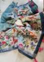 Flowery Digital Printed Linen Saree