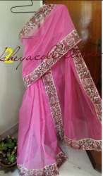 Party wear Pink Supernet Saree 