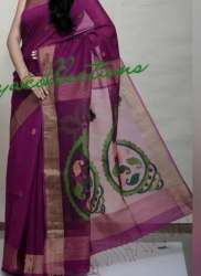 Purple Khadi Silk Jamdani Saree by Kheya Collection 