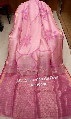 Stylish Linen Silk With Jamdani Saree 