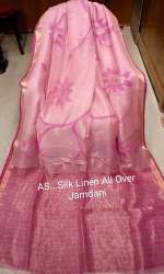 Stylish Linen Silk With Jamdani Saree 