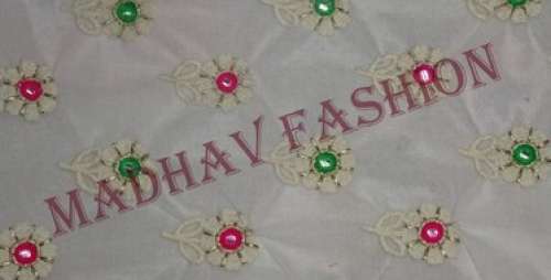 Flower Design Embroidery Fabric by Madhav Fashion