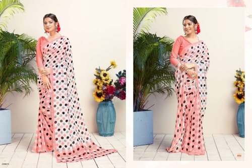 Polka Dot Georgette Printed Saree by Shri Marudhar Kesri Saree Private Limited