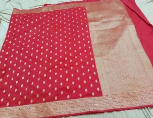 Red Handloom Katan Silk Saree by Super Fine Fabrics