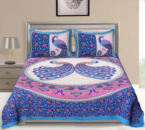 Animal Print Double Bed Sheet with 2 Pillow Covers by Kismat Collection