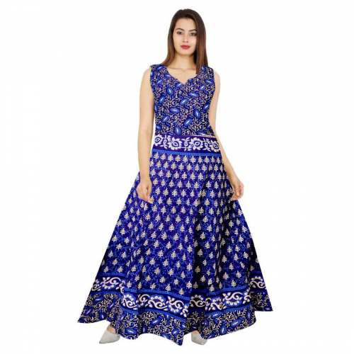 Women's Ethnic Motifs Print Cotton Gown
