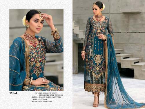 Faux Georgette Embroidered Pakistani Suit DN 110
