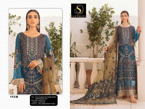 Faux Georgette Embroidery Pakistani LFH DN 113
