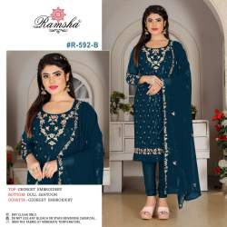 Georgette Embroidered And Handwork Pakistani Suit DN 592
