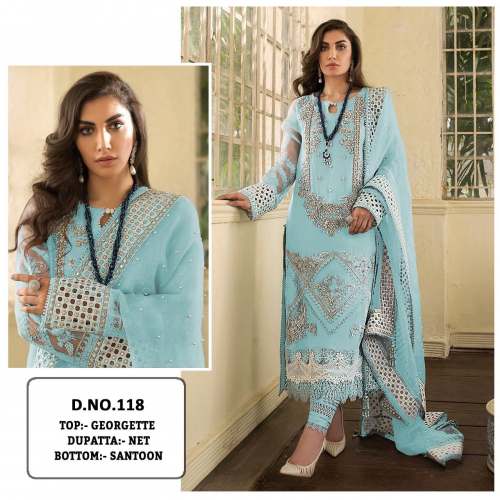 Georgette Embroidered Pakistani Suit DN 118