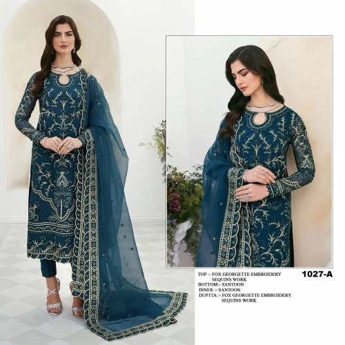 Georgette With Heavy Embroidery And Sequence Work Pakistani suit DN 1027