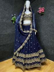 Georgette With sequence Embroidery lfh 1007 blue