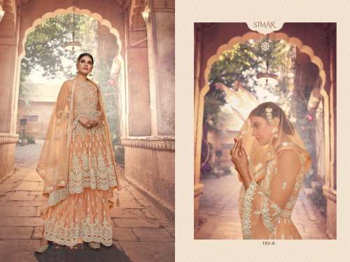 Glossy Simar Heavy Net With Embroidery Suit DN 103