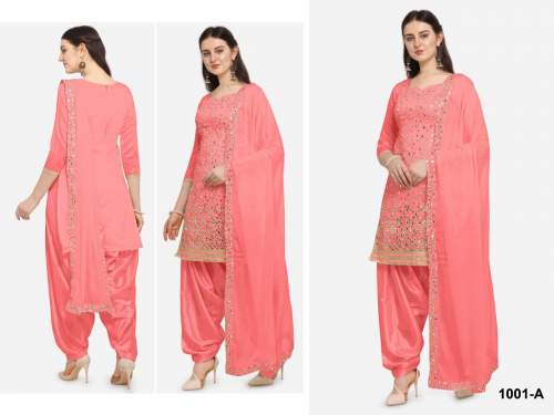 HEAVY FAUX GEORGETTE PATIALA SUITS DN 1001