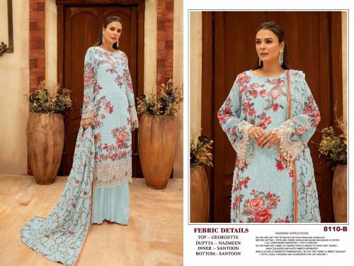  Heavy Foux Georgette Pakistani Suit DN 8110