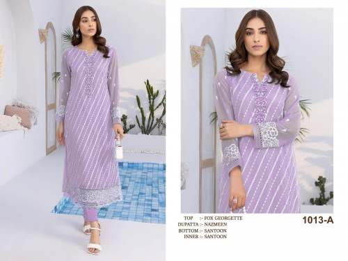Heavy Fox Georgette With Heavy Embroidery Cotton Sequence Work Suit DN 1013