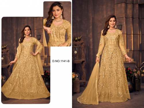 Heavy Net With Chain Stitch Gown DN 1141