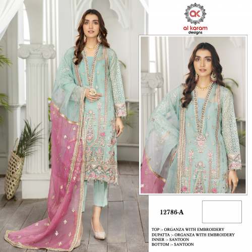 Heavy Organza With Heavy Embroidery sequence Work DN 12786