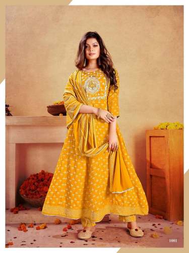 Hitisha Heavy 14Kg Rayon Kurti With Bottom Dupatta