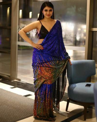 Nc Dn 5127  Sequence Work Saree With Plain Blouse 