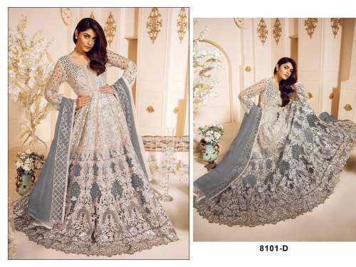 PAKISTANI BUTTERFLY SHEDED SALWAR SUIT 8101  GREY