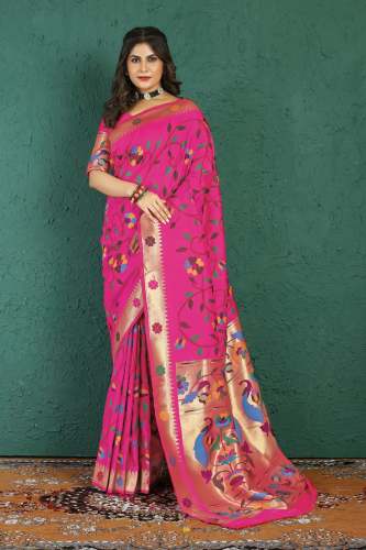 Rajwadi paithani Pure silk handloom saree with Pure Jari