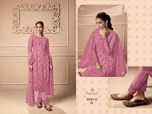 Swagat Swati Heavy Butterfly Net with Embroidery Designer Suit DN 3501