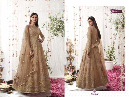 Swagat Violet Butterfly Net Anarkali Gown DN 5305