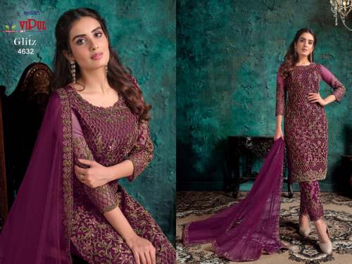 VIPUL DN 4632 DESIGNER SUIT WITH NET EMBROIDERY