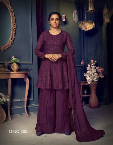 Zaida Faux Georgette Palazzo Suit DN 201 TO 205