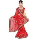 Wedding wear Red Embroidered saree
