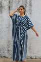 Long And Short Printed Indigo Kaftan 