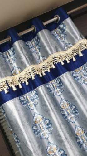 New Blue Printed Window Curtain by Maa Ambey Prints