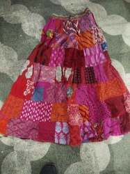 Fancy Long Patch Cotton Printed Skirts 