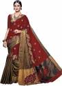 AK RED EMBROIDERY COTTON POLYESTER SILK JK SAREE thumb 1