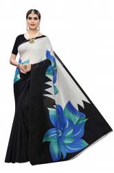 BALA BLACK & BLUE ART SILK PRINTED SAREE