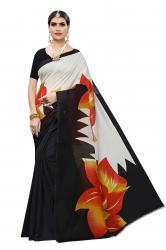 BLACK & RED ART SILK PRINTED SAREE