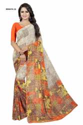 Beige color Casual Wear Printed Georgette Saree