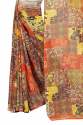 Beige color Casual Wear Printed Georgette Saree thumb 1