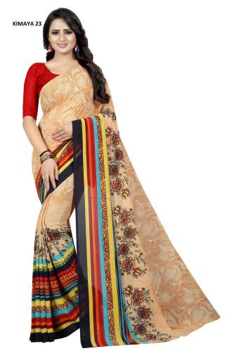 Beige Color Daily Wear Printed Georgette Saree