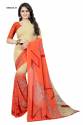Beige & Orange Casual Wear Printed Georgette Saree