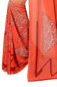 Beige & Orange Casual Wear Printed Georgette Saree thumb 1