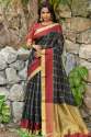 black-chanderi-cotton-weaving-saree-zari-border-