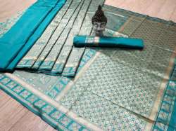 BLUE BANARASI JACQUARD SAREE WEAVING RICH PALLU