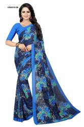 Blue Casual Wear Printed Georgette Saree