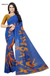 Blue Color Daily Wear Printed Georgette Saree
