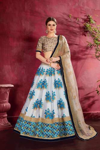 Cream-Beige Heavy Banglori Silk Lehenga Choli